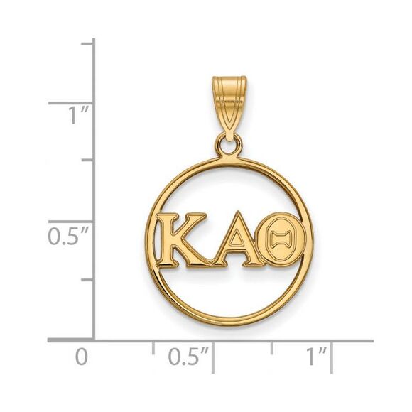 14K Plated Silver Kappa Alpha Theta Med Circle Greek Letters Pendant - Picture 2 of 3